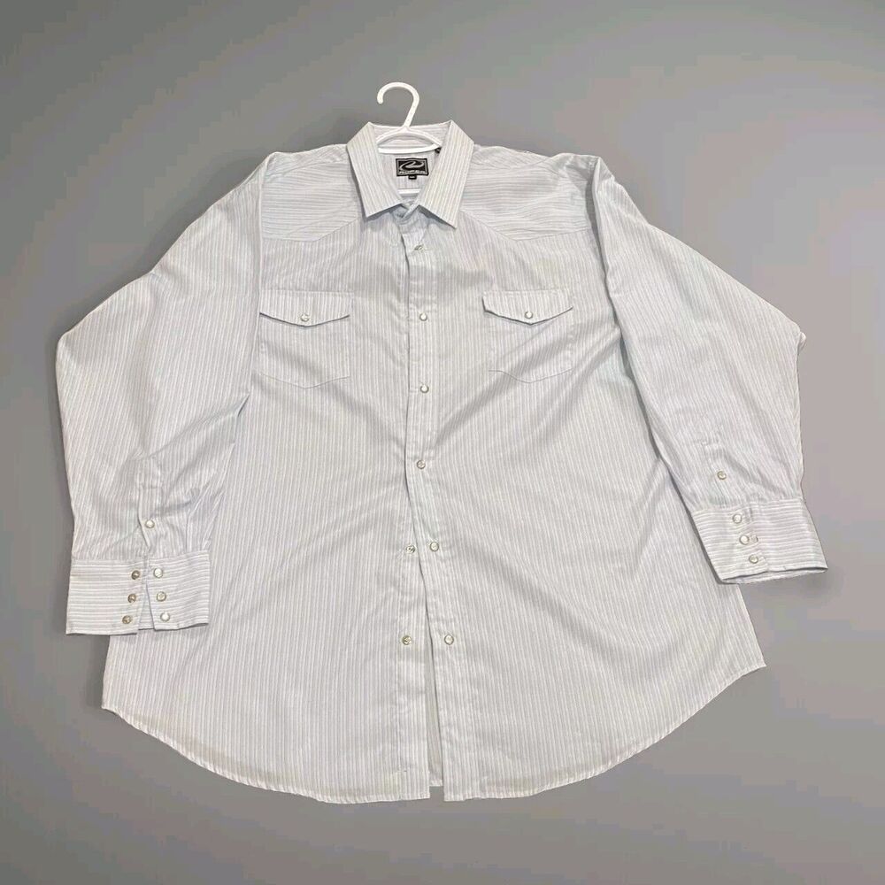 Roper Shirt Men’s 3XL‎ Blue/White Stripped Western Cowboy Button Up Pearl Snaps